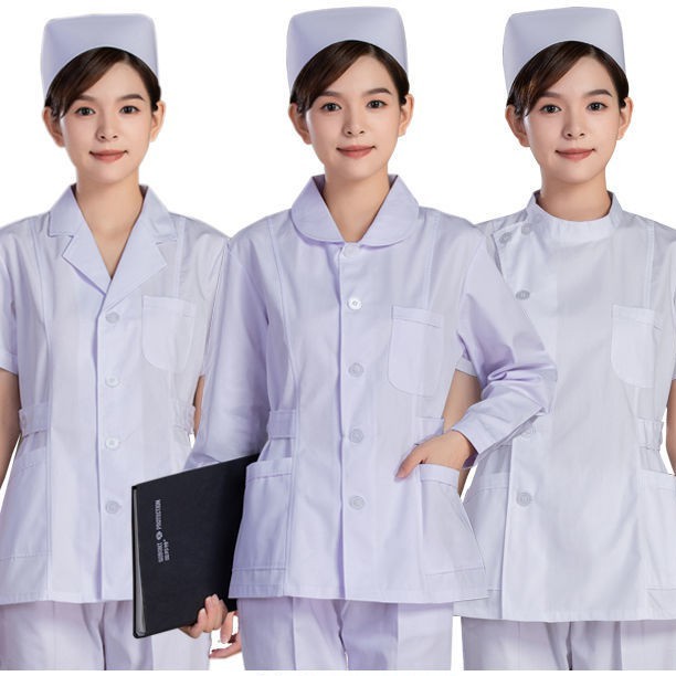 ชุดพยาบาล-เสื้อคอเทเลอร์แหลม-กางเกงเอวสุงขากระบอก-ไซด์sss-xlชุดละ