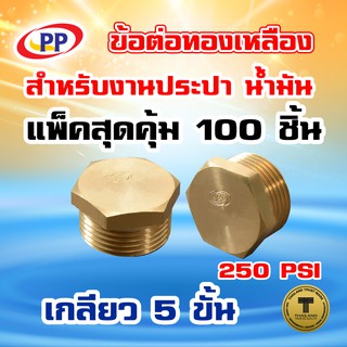 ข้อต่อทองเหลือง ปลั๊กอุด PP(พีพี) ตัวผู้&lt;เกลียวนอก&gt; ขนาด 3/4"(6หุน) แพ็ค 100 ชิ้น (ประปา / น้ำมัน)