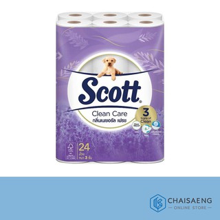 (แพ็ค 24 ม้วน) Scott Clean Care Natural Fresh Roll Tissue สก๊อตต์ คลีนแคร์ กลิ่นเนเชอรัล เฟรช