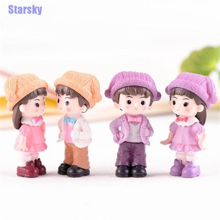 Starsky ตุ๊กตาเรซิ่นคู่รัก พร้อมหมวก ขนาดเล็ก สําหรับสวน