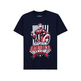 ผ้าฝ้าย 100% เสื้อยืดการ์ตูน ลาย กัปตันอเมริกามาร์เวล  ลิขสิทธ์แท้  Capn America Marvel Comics T-Shirts (012