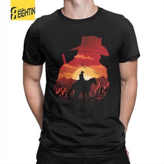 Mens T Shirt Red Dead Redemption Gaming RDR2 Vintage Style O Neck Clothes