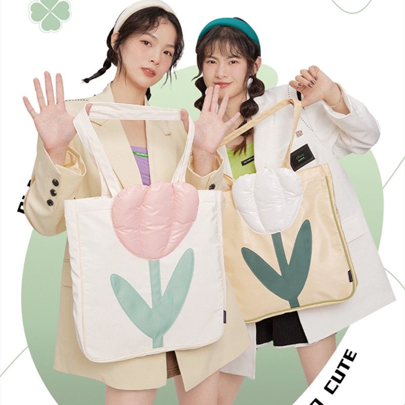 พร้อมส่ง-new-fashion-soft-tulip-shoulder-bag-female-2022-new-creative-handbag-casual-large-capacity-bag