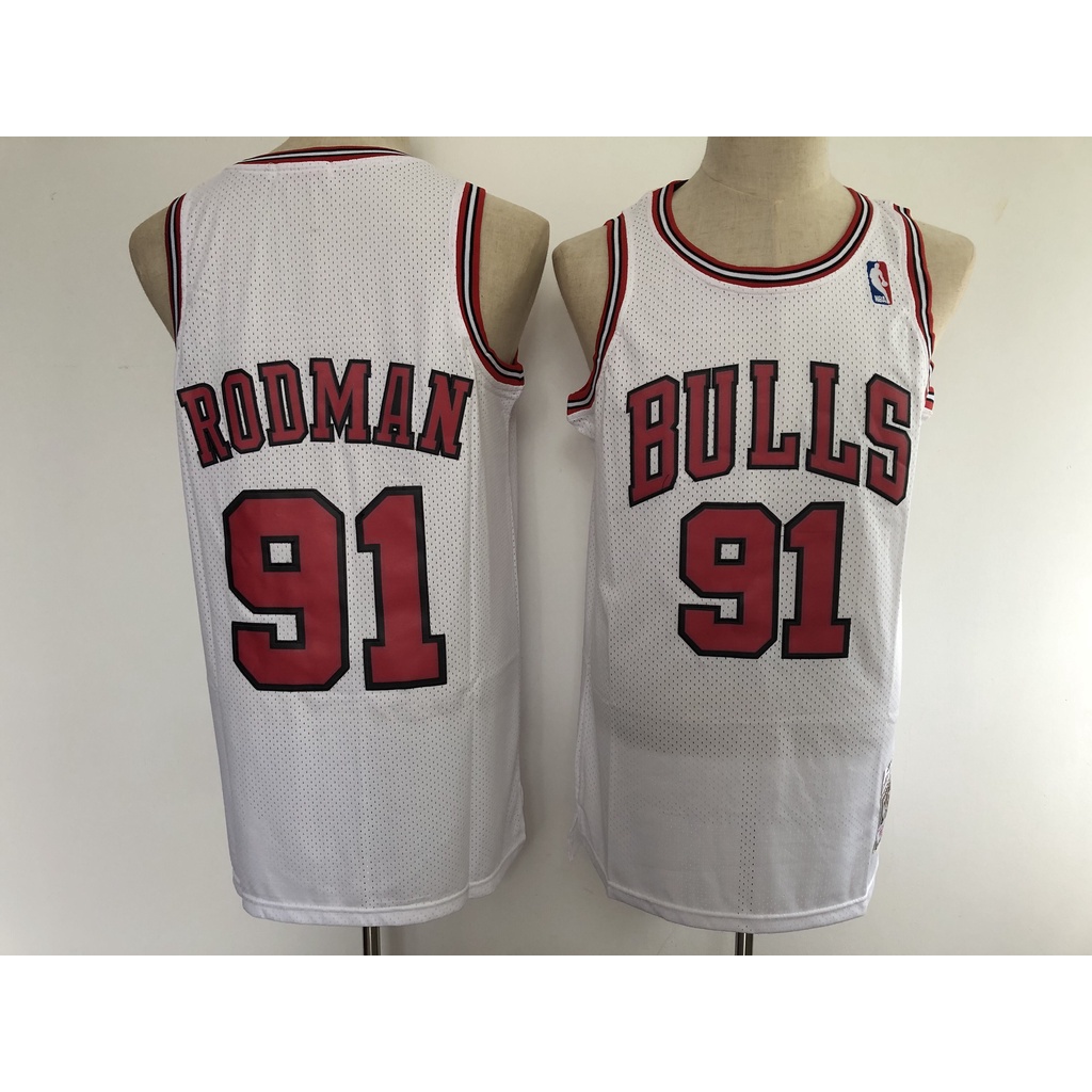 chicago-bulls-91-dennis-rodman-basketball-jersey-short-sleeved-เสื้อบาสเกตบอลผู้ชาย-เสื้อยืด