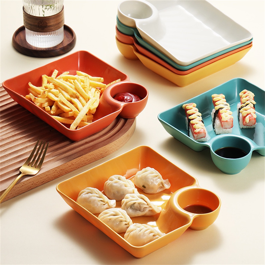 dumplingแผ่นสไตล์ญี่ปุ่นที่มีสีสันdippingจานจานน้ำส้มสายชูcreative-square-ppพลาสติกอเนกประสงค์dippingบนโต๊ะอาหารดอกไม้