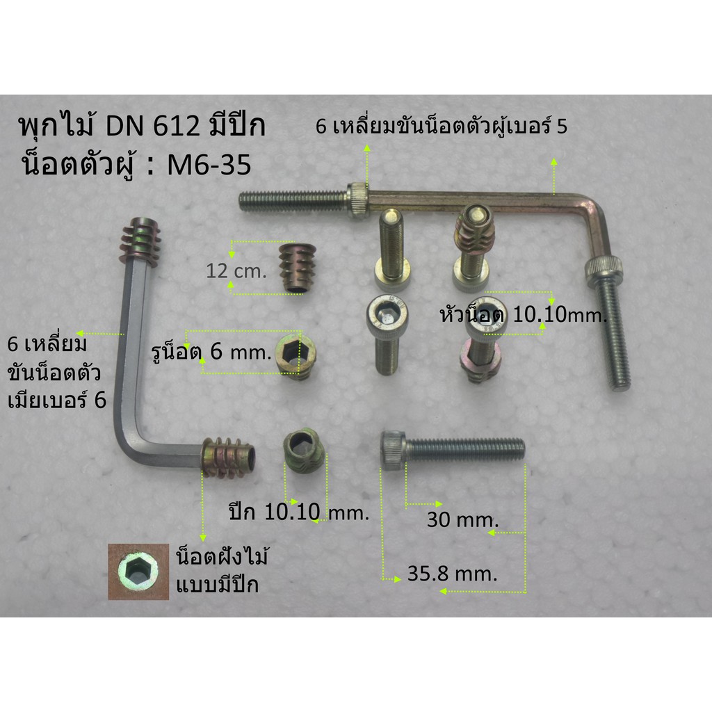 ตัวหนอนฝังไม้-dn612-m6-ปีกบาง0-65mm-พุกตัวหนอนผังไม้-20ชุด-พุกฝังไม้แบบมีปีก-ตัวหนอนผังไม้แบบมีปีก-หนอนฝังไม้แบบมีปีก