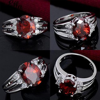 เครื่องประดับเงินแท้ของผู้หญิง Red Cubic Zirconia Exquisite Ring