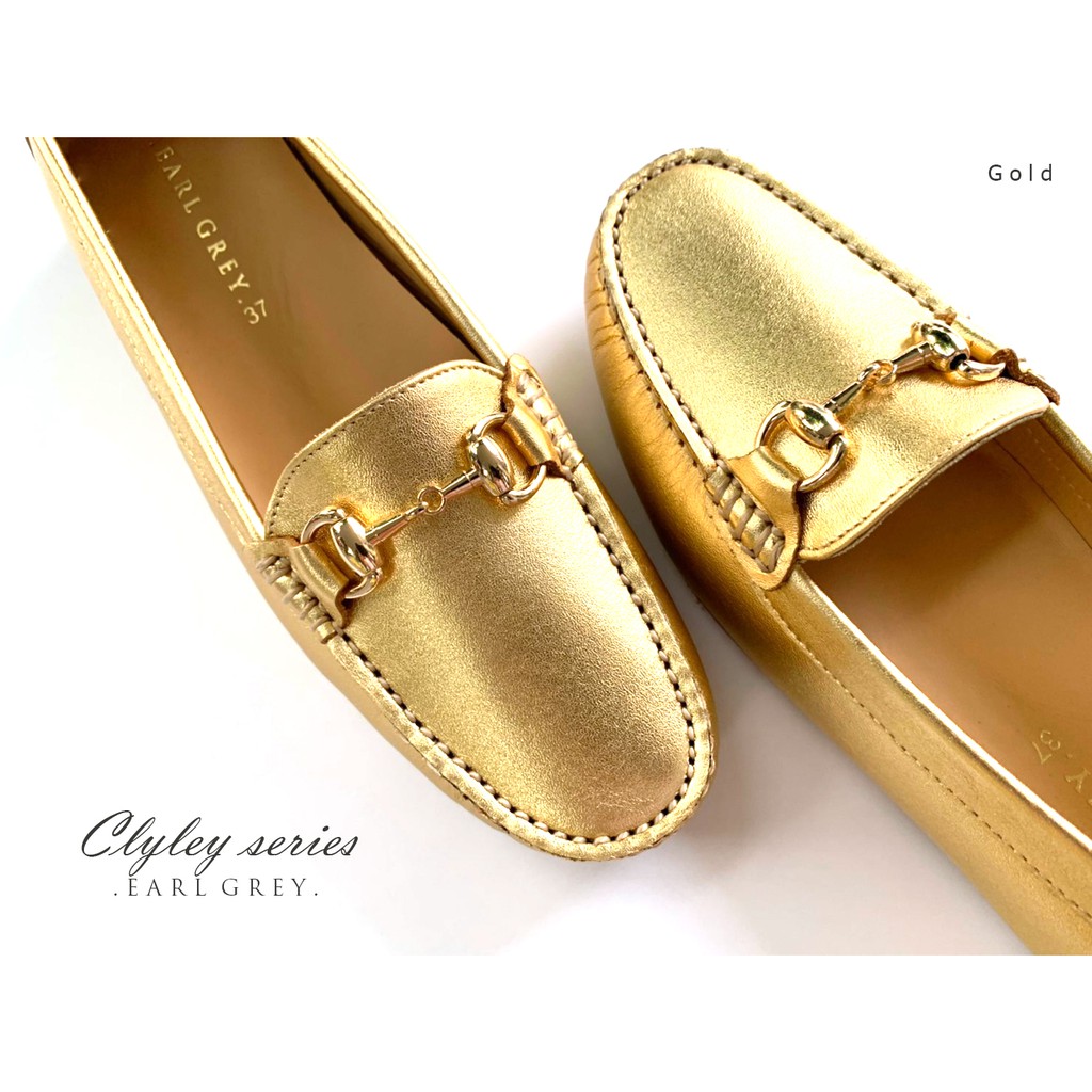 earl-greyรองเท้าหนังแท้-หนังนิ่ม-พื้นนุ่ม-มีซัพพอร์ต-รุ่น-clyley-series-in-metallic-gold