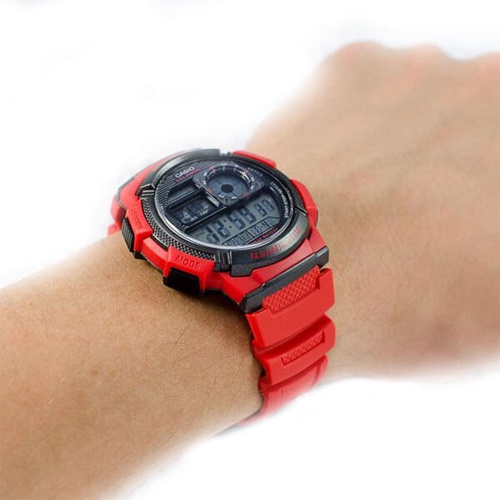 ภาพหน้าปกสินค้าCasio นาฬิกาข้อมือผู้ชาย สายเรซิน สีแดง รุ่น AE-1000W,AE-1000W-4A,AE-1000W-4AVDF จากร้าน mstime บน Shopee