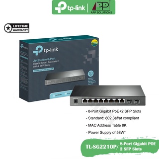 TP-LINK(สวิตซ์)Switch 8-Port Gigabit PoE+2 SFP รุ่นTL-SG2210P(ประกันLifetime)