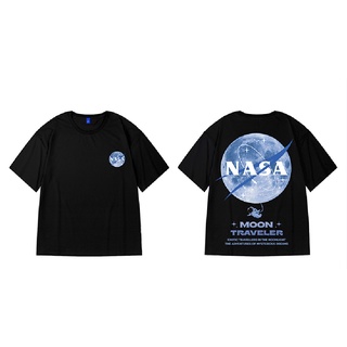 เสื้อยืดแขนสั้นลําลอง ทรงหลวม ลาย NASA พลัสไซซ์ สไตล์ฮิปฮอป แฟชั่นฤดูร้อน สําหรับผู้ชาย และผู้หญิง
