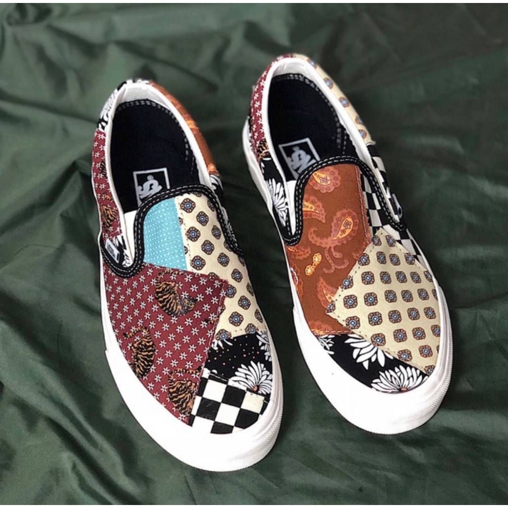 รองเท้าผ้าใบสลิปออน-vans-slip-on-tiger-patchwork-รุ่นใหม่-พร้อมกล่อง-มีประกันสินค้า