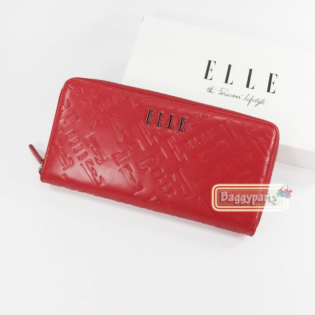 elle-แท้-กระเป๋าสตางค์ใบยาวซิปรอบ-elle-หนังเงา-ellepl149