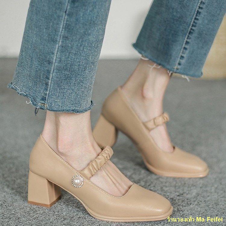 ภาพสินค้าSpot  รองเท้า Mary Jane รองเท้าส้นสูงผู้หญิงหัวเหลี่ยมใหม่ย้อนยุค จากร้าน w72xaw51t5 บน Shopee ภาพที่ 3