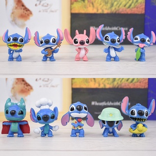 ตุ๊กตาฟิกเกอร์ Star Baby Lilo &amp; Stitch เหมาะกับของขวัญ สําหรับตกแต่งเค้ก จํานวน 10 ชิ้น