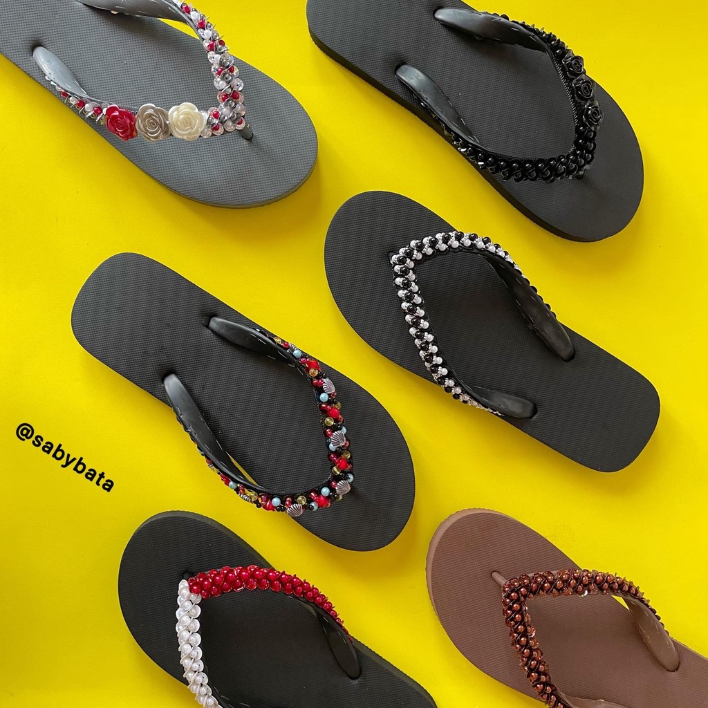 ภาพสินค้า️ 𝗝𝗼𝘆 ️ รองเท้าไซส์ใหญ่ 36 - 45 ️ รองเท้าแตะหนีบ ลูกปัด รองเท้าไปทะเล ️ แฮนเมด Bigsize จ่ายปลายทาง plussize beads จากร้าน sabybata บน Shopee ภาพที่ 3