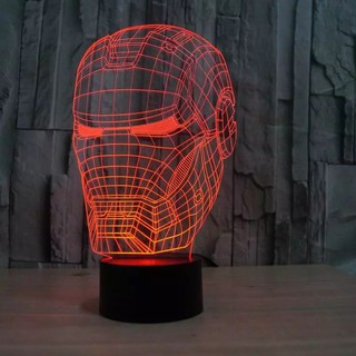 โคมไฟ 3มิติ รูปไอรอนแมน เปลี่ยนสีได้7สี iron man 3D lamp