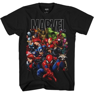 เสื้อยืดผ้าฝ้ายพรีเมี่ยม เสื้อยืด พิมพ์ลาย Marvel Avengers Guardians of The Galaxy Team Up All Time สําหรับผู้ชาย