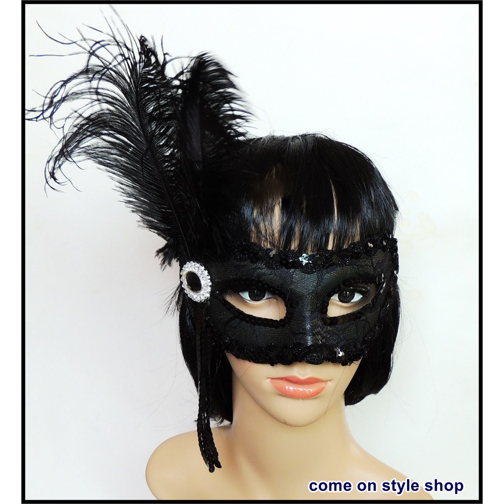 หน้ากากแฟนซี-ประดับขนนก-หน้ากากออกงาน-ปาร์ตี้-การแสดง-classic-venice-fancy-party-mask