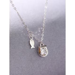 S925 pure silver cat fish Necklace lovely creative collarbone chain Girl Jewelry Gift
