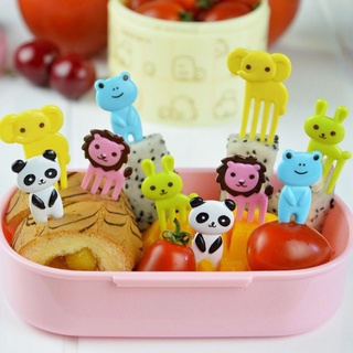 【AG】10 Pcs Kid Child Cartoon Animal Food Fruit Pick Fork Bento Lunch Box Decor Parts