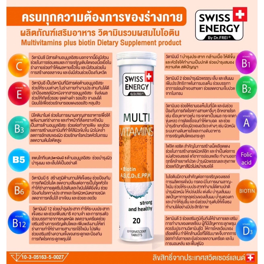 ฟรีส่ง-multi-3-หลอด-swiss-energy-multi-vitamins-biotin-บำรุงสุขภาพรอบด้าน-ลดความอ่อนล้า-บำรุงประสาท