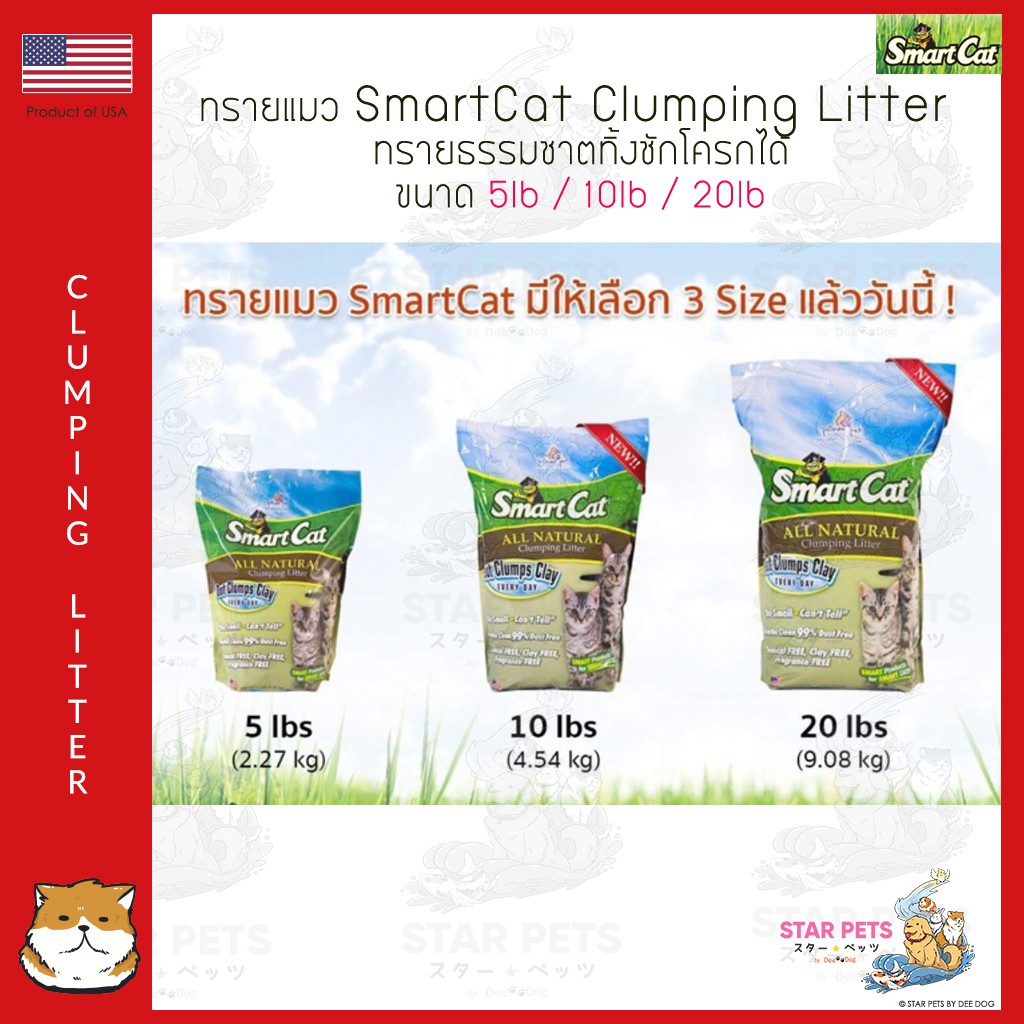 ภาพหน้าปกสินค้าทรายแมว SmartCat Clumping Litter ทรายธรรมชาติ 5lb / 10lb / 20lb  USA Imported สมาร์ทแคท *ถุงใหญ่ 1 ถุง/ออร์เดอร์*