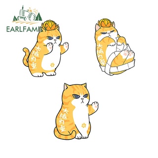 Earlfamily สติกเกอร์ไวนิล ลายแมวสีส้ม กันน้ํา กันแดด สําหรับติดตกแต่งกระจกรถยนต์ 13 ซม. x 10 ซม.