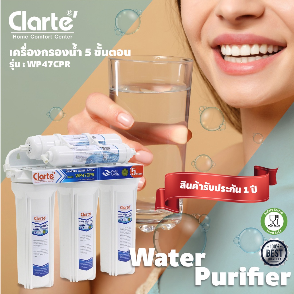 ภาพสินค้าClarte' เครื่องกรองน้ำพร้อมก๊อกน้ำ 5 ขั้นตอน รุ่น WP47CPR จากร้าน clarte.thailand บน Shopee ภาพที่ 5