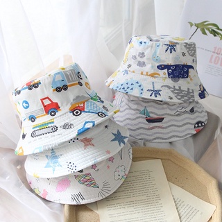 Cartoon Printed Baby Bucket Hat Spring Summer Kids Girl Boy Sun Hat Soft Cotton Breathable Dinosaur Children Toddler Beach Cap