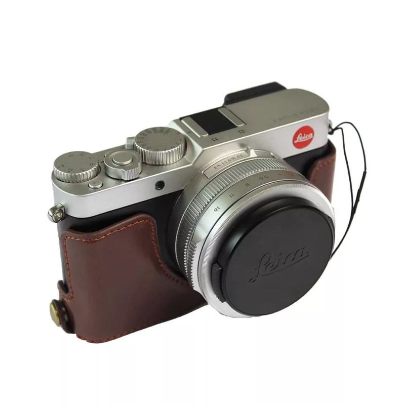 พรีเคส-high-quality-pu-leather-camera-case-bag-half-body-genuine-leather-strap-for-leica