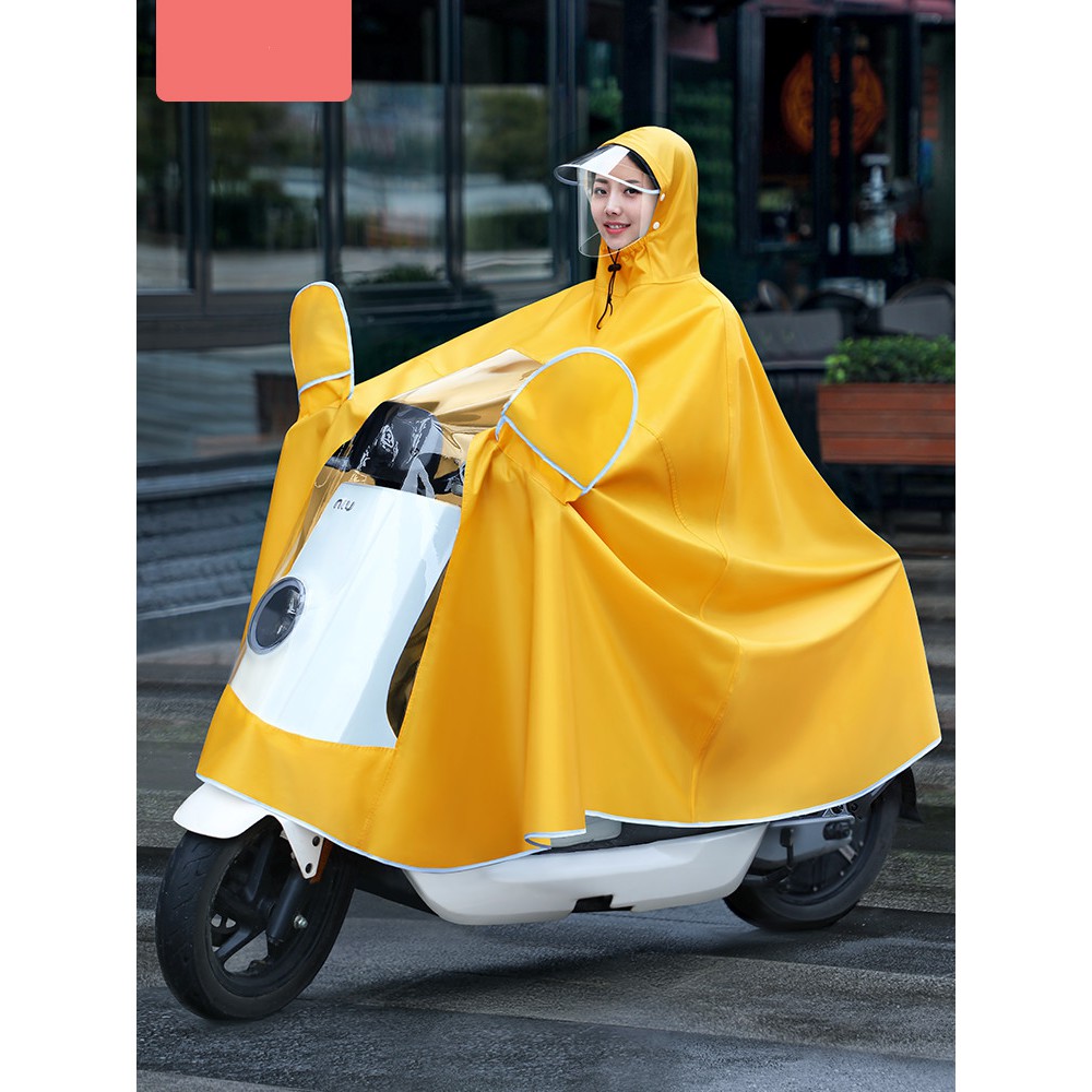 ไฟฟ้าแบตเตอรี่จักรยานเสื้อกันฝนเดี่ยวชายและหญิงน่ารักยาวร่างกายป้องกันพายุเพิ่มหนาเสื้อปอนโชใหม่