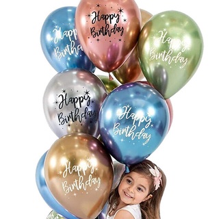 ภาพหน้าปกสินค้าPack of 10pcs 12 Inch Happy Birthday Latex Balloons Chrome Plated Printed Pattern Balloon Helium Metal Ball Birthday Decoration ที่เกี่ยวข้อง