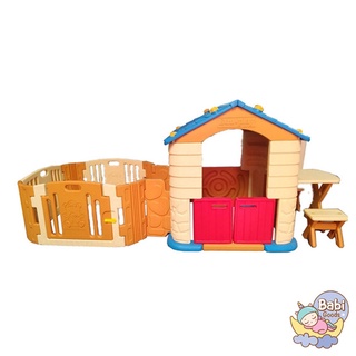 จัดส่งฟรี Eduplay บ้านเด็กเล่นพร้อมโต๊ะเก้าอี้ต่อคอกกั้นเด็ก รุ่น Play House Table&amp;Chair + Baby Room