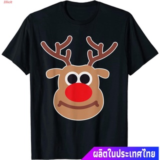 เสื้อยืดแขนสั้น Reindeer face shirt - Matching Family Christmas deer T-shirt Popular T-shirts