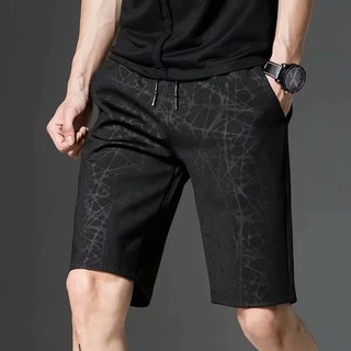 เช็ครีวิวสินค้าMAMCWMMZ ลด 50%  ELAND_SHOPกางเกงขาสั้นผู้ชาย กระเป๋ามีซิป ผ้าเนื้อดี (สีดำ)/L-3XL