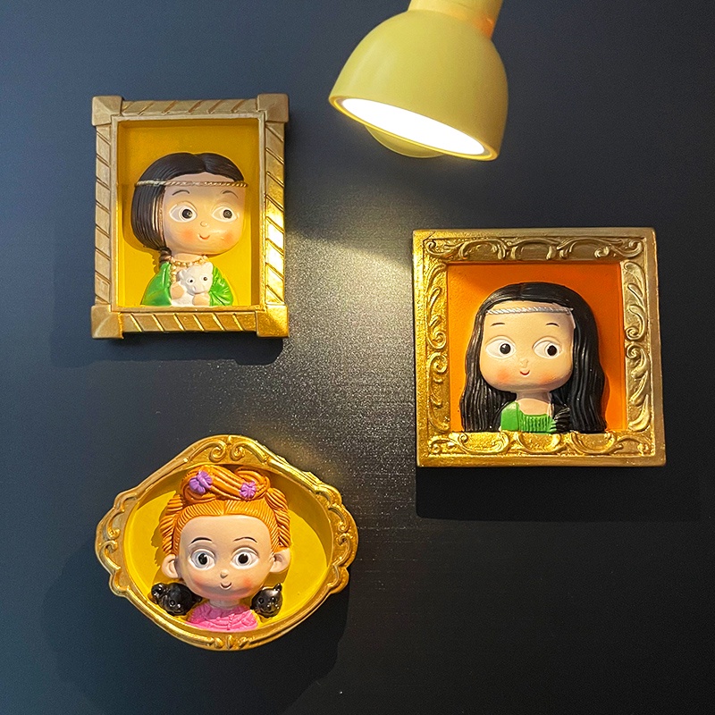 สติกเกอร์แม่เหล็กติดตู้เย็น-ลายการ์ตูน-van-gogh-mona-lisa-แบบสร้างสรรค์-สําหรับเด็ก