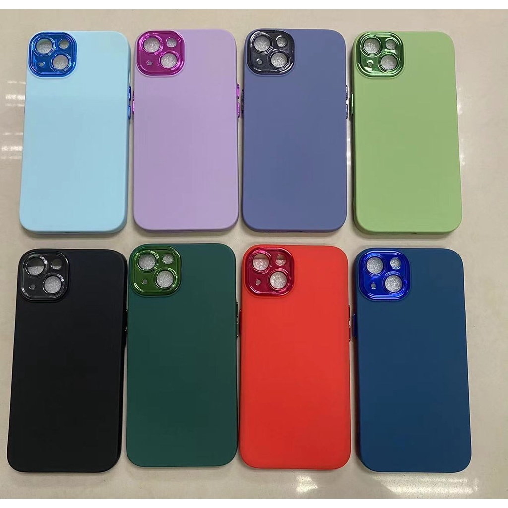 เคสสีพื้น-ขอบโครเมี่ยม-ple-กำมะหยี่-สำหรับiphone-6-7-8-6plus-7-8-plus-เคสนิ่ม-มีโลโก้-ขอบโครเมี่ยม-เงางาม