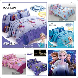 ลิขสิทธิ์แท้💯%Frozen โฟนเซ่น:ชุดผ้าปูที่นอน ไม่รวมผ้านวม(ขนาด3.5, 5,6ฟุต)เครื่องนอนฟาวน์เทนFountain FTC083 FTC084 FTC004