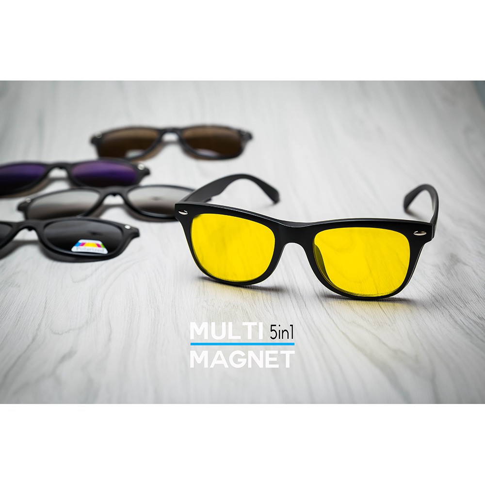 แว่นกันแดด-multi-magnet-5in1-ลดการสะท้อนแสงและกันแดด-เลนส์-polarized-คลิปออน-เปลี่ยนเลนส์