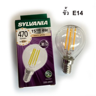 SYLVANIA หลอด LED แก้วใส ขั้ว E14 ขนาด 4W แสงวอร์ม