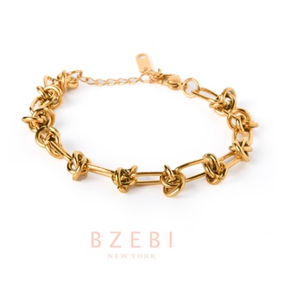 Bzebi สร้อยข้อมือ สเตนเลส ชุบทอง 18K สไตล์เกาหลี ป้องกันสนิม เครื่องประดับแฟชั่น พรีเมี่ยม ไม่จางหาย ใส่อาบน้ําได้ 986b