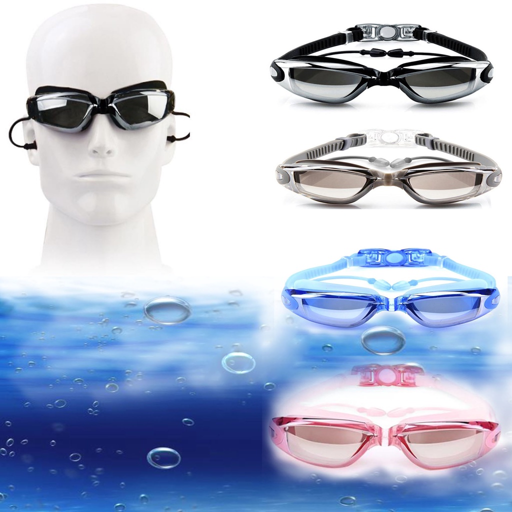 ภาพหน้าปกสินค้าแว่นตาว่ายน้ำ แว่นตาว่ายน้ำป้องกันรังสียูวีสำหรับผู้ชายและผู้หญิง กันยูวี กันหมอกฝ้า มีเสียบหู