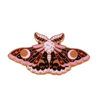 Moth pin celestial jewelry brooch crescent moon badge witch accessory insect enamel pin gifts for Entomology