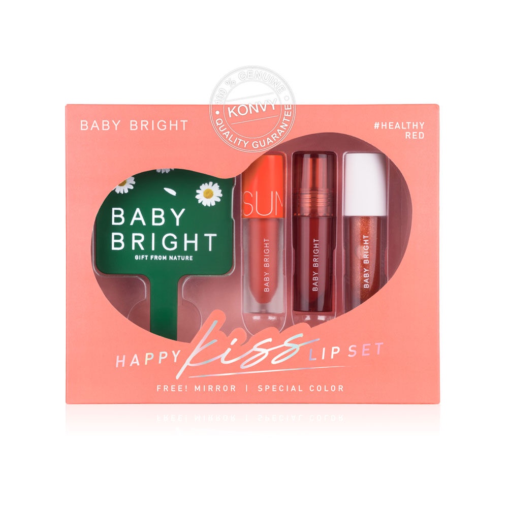 มุมมองเพิ่มเติมของสินค้า Baby Bright Happy Kiss Lip Set Healthy Red.