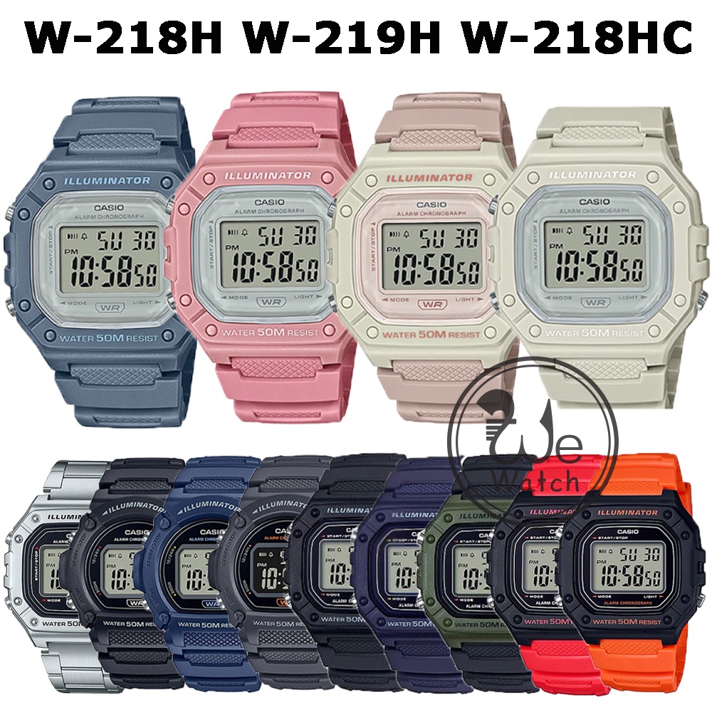 ภาพหน้าปกสินค้าCASIO % รุ่น W-218HC W-218HD W-218H W-219H นาฬิกาผู้ชาย  กล่องและรับประกัน 1ปี W218H W218 W219H W219 จากร้าน wewatchs บน Shopee