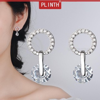 PLINTH เงินแท้ 925 Stud Earrings เข็มเพชรที่ละเอียดอ่อนเพชรอารมณ์ง่ายเกาหลี493