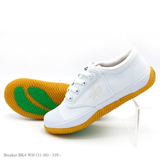 รองเท้าผ้าใบนักเรียน Breaker ฟุตซอล BK4P ไซส์ 31-36 สีขาว