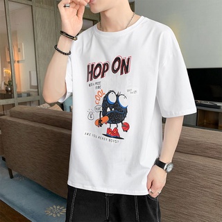เสื้อยืดแขนสั้น ทรงหลวม พิมพ์ลายการ์ตูน แบบดั้งเดิม แฟชั่นฤดูร้อน สําหรับผู้ชาย