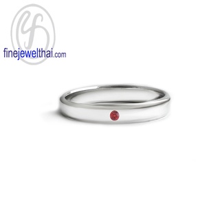 Finejewelthai-แหวนทับทิม-ทับทิม-แหวนพลอย-แหวนเงินแท้-พลอยประจำเดือนเกิด-Ruby-Silver-Ring-Birthstone-R1413rb